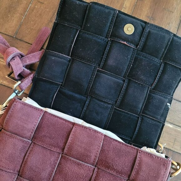 Viola Castellani Bordo R5080C-SC34 Woven Suede Crossbody Bag - Picture 8 of 9